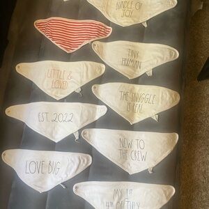 Rae Dunn White and Red Bib Set